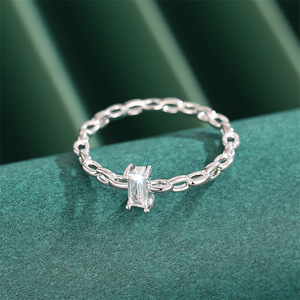 Bague en cristal T0335, argent 925, sertie de griffes, alliance de fiançailles pour femme - Product Image 2