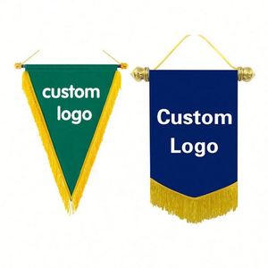 Bandera de satén personalizada de poliéster digital a todo color de alta calidad y bajo precio para promoción deportiva, mini banderín colgante con logotipo del club - Product Image 1