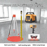 Niveau laser rotatif automatique industriel d'extérieur à auto-nivellement 500m avec faisceau rouge, trépied et batterie au lithium – Outil de mesure