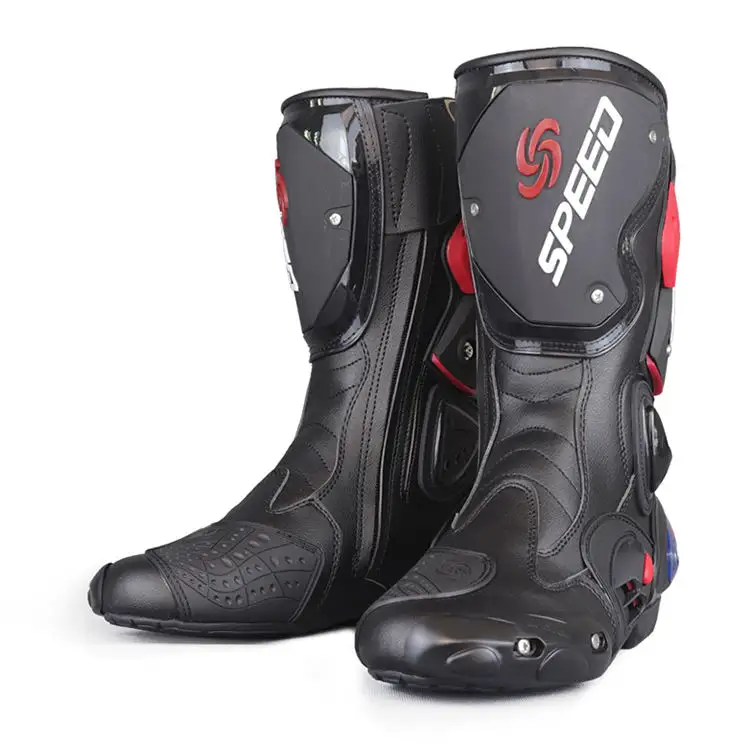 Botas altas hasta la rodilla resistentes al desgaste de cuero caliente, zapatos de Motocross para deportes de carreras, venta al por mayor