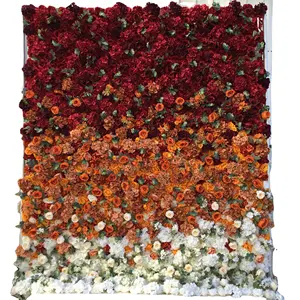 Creative design Gradient color Decorative Backdrop Ceiling Panel Indoor Colorful Artificial Flower Wall for Event Decorative