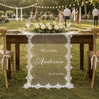 Chemin de table personnalisé pour mariage, nappes en dentelle et tulle pour banquet de mariage, panneau de bienvenue, décorations et fournitures de mariage