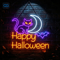 Enseigne lumineuse LED néon en acrylique en forme de citrouille, personnalisée, étanche IP54, à fixer au mur, pour décoration intérieure/extérieure d'Halloween