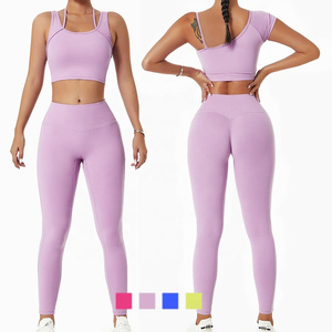 Ensemble de 4 pièces de vêtements d'entraînement pour femmes Ensemble de soutien-gorge et leggings de <span class=keywords><strong>sport</strong></span> Vêtements de <span class=keywords><strong>sport</strong></span> pour femmes Ensemble de yoga athlétique - Product Image 4