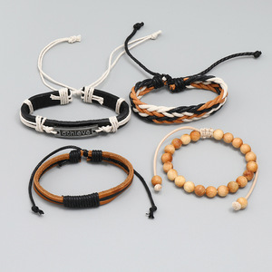Grabado <span class=keywords><strong>Believe</strong></span> cuero multicapa pulsera tejido trenzado con cuentas pulseras pulsera brazaletes brazalete mujeres hombres - Product Image 6