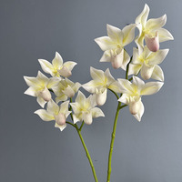 Orchidée Phalaenopsis Artificielle en Silicone, Toucher Réaliste, Haute Qualité, Décoration d'Intérieur, Fleur pour Photographie