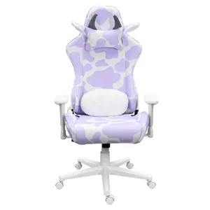 Nouvelle chaise de jeu Offre Spéciale chaise de bonne qualité de l'usine chaise de jeu violette de vache de dessin animé de massage convertible avec repose-pieds