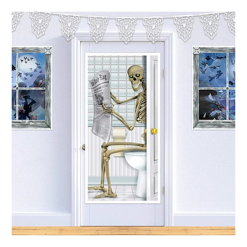 Bền Nhựa Skeleton Cửa Bìa Sinh Nhật Đám Cưới Bên Khủng Khiếp Nhà Vệ Sinh Phụ Kiện Halloween Trang Trí Đảng Biểu Ngữ