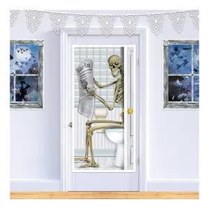 Durable Plastic Skeleton Door Cover Birthday Wedding Parties Horrible Restroom Accessory Halloween Decorations Party Banners