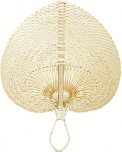 Éventail artisanal en bambou Guansen du Vietnam, tissé à la main, en forme de cœur, personnalisé, en rotin et raphia - Product Image 2