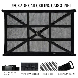 Red de almacenamiento de bolsillo para techo de coche, red de almacenamiento de 29,5 "x 19,7", organizador de almacenamiento de techo con hebilla en D ajustable para SUV, VAN, camión, viajes por carretera - Product Image 6
