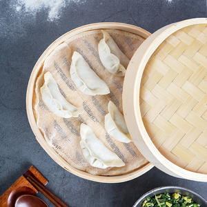 Vaporera pequeña de madera de 2 niveles, soporte para masa de comida, cesta, 10" - Product Image 6