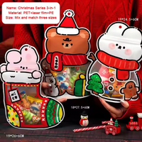 En stock sacs à zip-lock en plastique auto-scellants joyeux noël bonbons biscuit nourriture Doypack pochette debout avec fenêtre