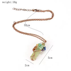 Collier pendentif Arbre <span class=keywords><strong>de</strong></span> Vie fait main en pierre naturelle multicolore, cristal irrégulier et agate torsadée, vente en gros directe usine - Product Image 2
