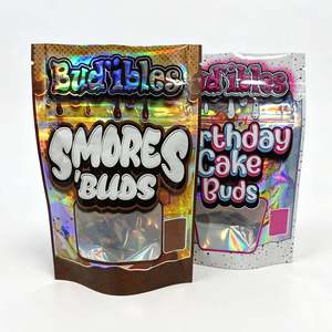 Custom Holographic Mylar Bag Iridescent Foil High Barrier Resealable Child Resistant Zipper Stand Up Pouch MOQ 500pcs - Product Image 4