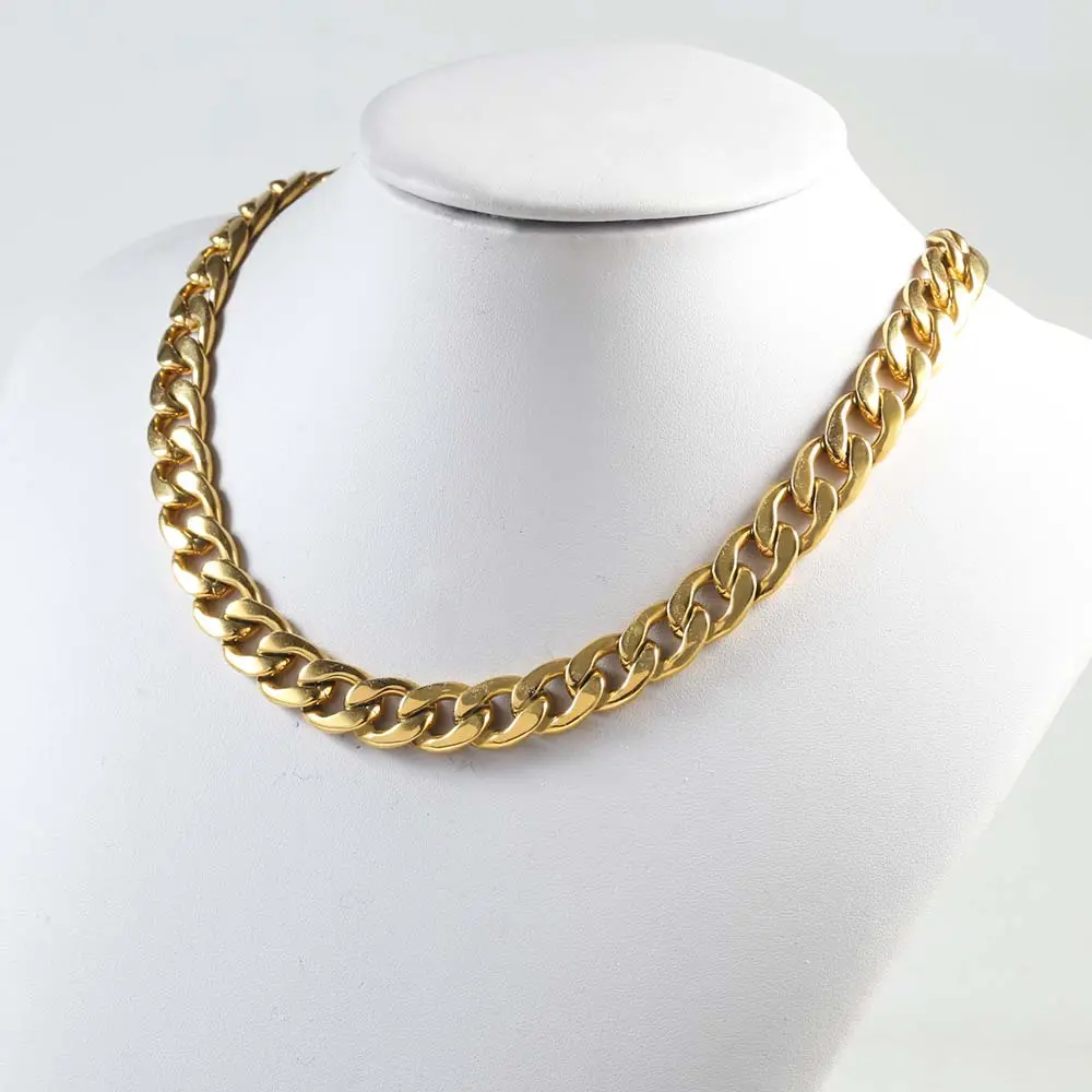 Y2k Jewelry Miami Cuban Link Chain Stainless Steel Man Necklace 18K Gold Plated jewellery Bijoux Men Necklace Punk Jewelry