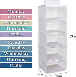 Organisateur de vêtements hebdomadaire à 5 étagères pour enfants, organisateur de vêtements scolaires pour enfants, organisateur de placard suspendu du lundi au vendredi, rangement - Product Image 5
