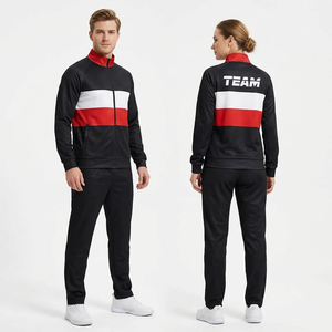 Red <b>White</b> Zigzag Pattern Tracksuit Set <b>Men</b> Women Full Zip <b>Jacket</b> Sweatpants Jogger Outfit Sportswear - Product Image 2
