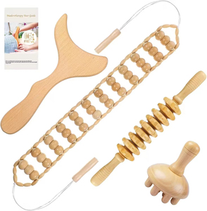 Kit de Herramientas de Madera para Terapia de Masaje, Masajeador Linfático de Madera para Moldear el Cuerpo, Herramientas de Gua Sha de Madera para la Celulitis - Product Image 3