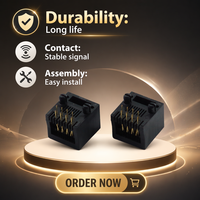 JISJACK Seri 8P8C Abu-abu Tua/Abu-abu 8pin RJ45 Jack Adaptor Telepon JS-52-8P8C Konektor Ethernet Hitam PBT/PA46