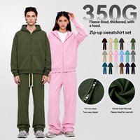 Hoodie Pria Dua Sisi Resleting 350gsm Berbahan Fleece Tebal 19 Warna Jaket Streetwear Oversize Logo Kustom Pakaian Unisex