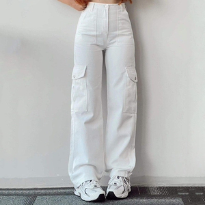 Custom Your Design Khaki <strong>Black</strong> Casual Cargo Pants Multi 6 <strong>Pocket</strong> <strong>with</strong> High Waisted <strong>Work</strong> Pants <strong>Trousers</strong> for Women - Product Image 5