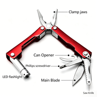 Mini-pince multifonction en acier inoxydable, kit d'outils pliables multifonctions avec lumière LED pour la randonnée, la survie et les réparations
