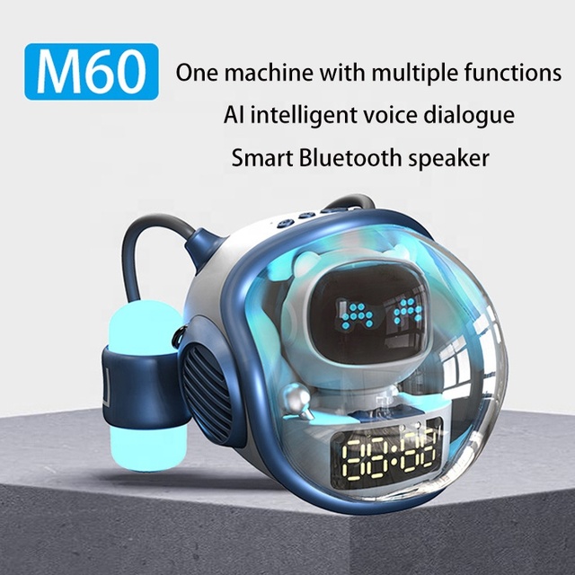 M60 Trending Product 2026 Ornaments Home Decoration Luxury Ai Smart Spaceship/astronaut  Speaker with Clock and Light