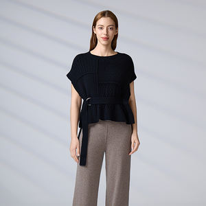 Fabricante de prendas de punto OEM y ODM, suéter de punto personalizado, chaleco informal sin mangas para mujer - Product Image 1