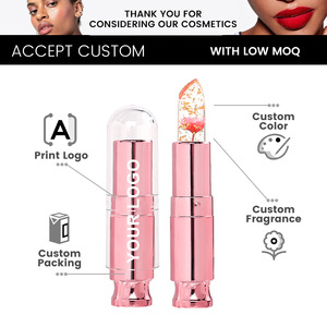 Lápiz Labial con Diseño Floral Personalizado en Tubo Transparente, Cambia de Color, Hidratante, Bálsamo Labial Natural, Maquillaje Labial al por Mayor, OEM - Product Image 1