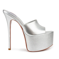 Mules à plateforme en similicuir doré 2026, 16 cm, matériaux haut de gamme, à enfiler, pour femme, idéales pour les soirées