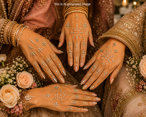 Pegatinas Kundan Mehendi para Novia y Damas de Honor, Joyería de Mano para Bodas Indias y Pakistaníes, Decoración Nupcial para Manos - Product Image 2