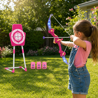 Ensemble d'arc et flèches pour filles, 2 arcs, cible sur pied, jouet de tir à l'arc pour enfants, flèches à ventouse, jeu de tir intérieur/extérieur, cadeau