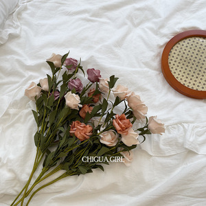 Roses artificielles rétro en mousse, blanc laiteux, orange, rose, pour la décoration de la maison, accessoires de photographie - Product Image 1