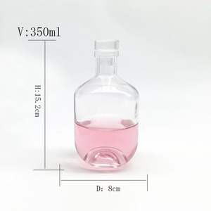Einzigartiges Design Klare runde Luxus leere Wodka Gin 350ml Glas Schnaps flasche Benutzer definierte 12 Unzen <span class=keywords><strong>Whisky</strong></span> Tequila Wein Spirituosen Flasche - Product Image 6