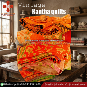 Wholesale Lot <b>Indian</b> Reversible Sari Kantha <b>Quilts</b> Made In India - Product Image 3