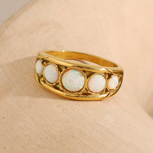 S925 Sterling Silver Vintage <b>Opal</b> Row Inlaid <b>Ring</b> Niche Luxury High Sense Ladies Stackable Daily Commute Banquet Finger <b>Ring</b> - Product Image 2