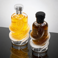 Flacon de parfum en verre personnalisé, forme de serpent unique et irrégulière, 100 ml, 150 ml, transparent, avec bouchon serpent, flacon de parfum de luxe