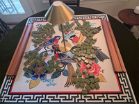 Tapis de mahjong de luxe de style chinoiserie avec motifs floraux et d'oiseaux, nappe de mahjong américaine anti-bruit