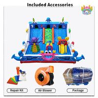 Toboggan aquatique gonflable pour animaux marins, double piste, mur d'escalade, parc de jeux en PVC pour événements commerciaux