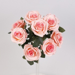 Bouquet de roses artificielles en soie pour la décoration de la maison et de mariage, vente chaude, bouquet de 10 têtes de roses artificielles - Product Image 4