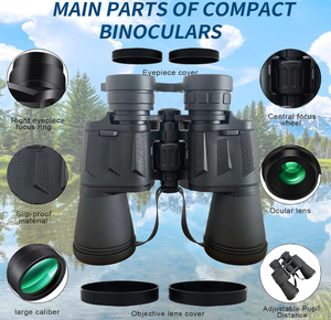 Jumelles 20 * 50 à fort grossissement pour vision longue portée, concerts, tourisme, camping, chasse, télescopes d'extérieur - Vente chaude - Product Image 4