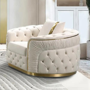 طقم أريكة زاوية حديثة بتصميم أمريكي فاخر من قماش المخمل، أريكة تشيسترفيلد بأزرار معنقدة لغرفة المعيشة، أثاث بإطار خشبي - Product Image 5