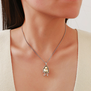 Stainless Steel <b>Titanium</b> Steel Necklace Teardrop Pendant 18k Gold Plated For Women Fashion Jewelry Gift - Product Image 2