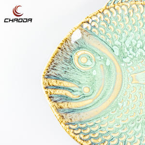 CHAODA Assiettes de présentation en céramique Plats et bols en porcelaine de forme ronde verte pour la soupe pour les mariages et le type <span class=keywords><strong>d</strong></span>'assiette de tasse de nourriture - Product Image 5