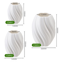 Vase décoratif extérieur moderne en plastique PP+PET blanc imitation céramique, durable, moulé par soufflage, en forme de tulipe, petite taille.