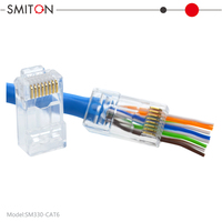 Konektor Ethernet RJ45 Pass Through Konektor RJ45 Cat6 untuk Kabel Ethernet