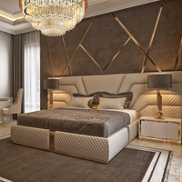 Meubles de lit de luxe de haute qualité sur mesure, lit double king size en cuir capitonné pour hôtel moderne, villa