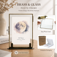 Cadre photo en verre en laiton massif fait main 4x6 5x7, prêt à être expédié, utilisation verticale et horizontale, cadre photo pour numéro de table de mariage