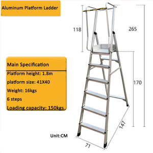 Thang Nhôm Di Động Công Nghiệp Kingbridge Thang An Toàn Nền Tảng Lớn 6 Bước Thang - Product Image 2